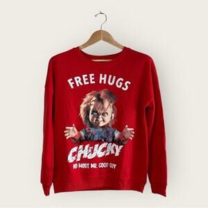NWT | Chucky | Free Hugs No More Mr. Good Guy Pullover Sweatshirt | Red | Medium
